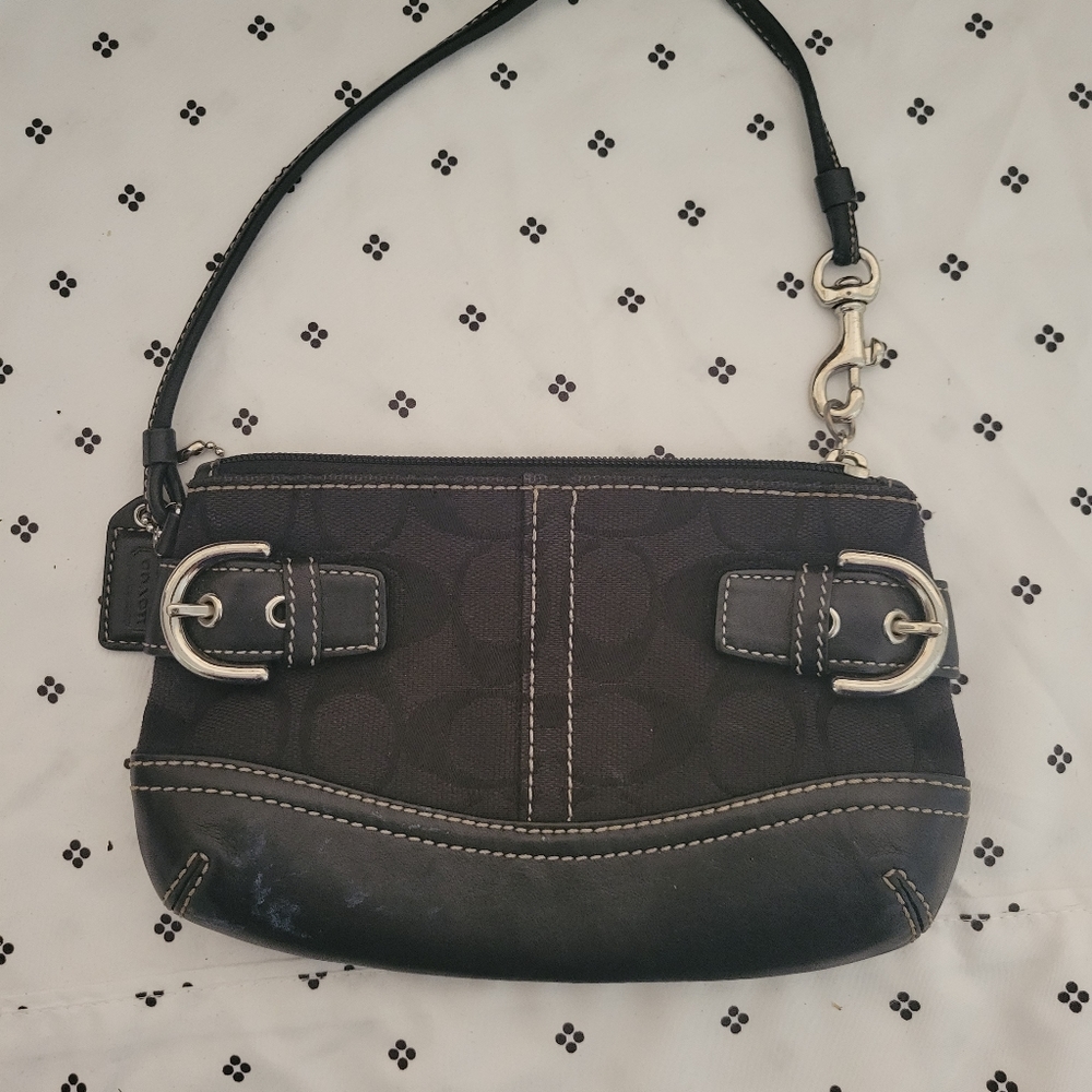 Vintage Coach Cloth & Leather Wristlet